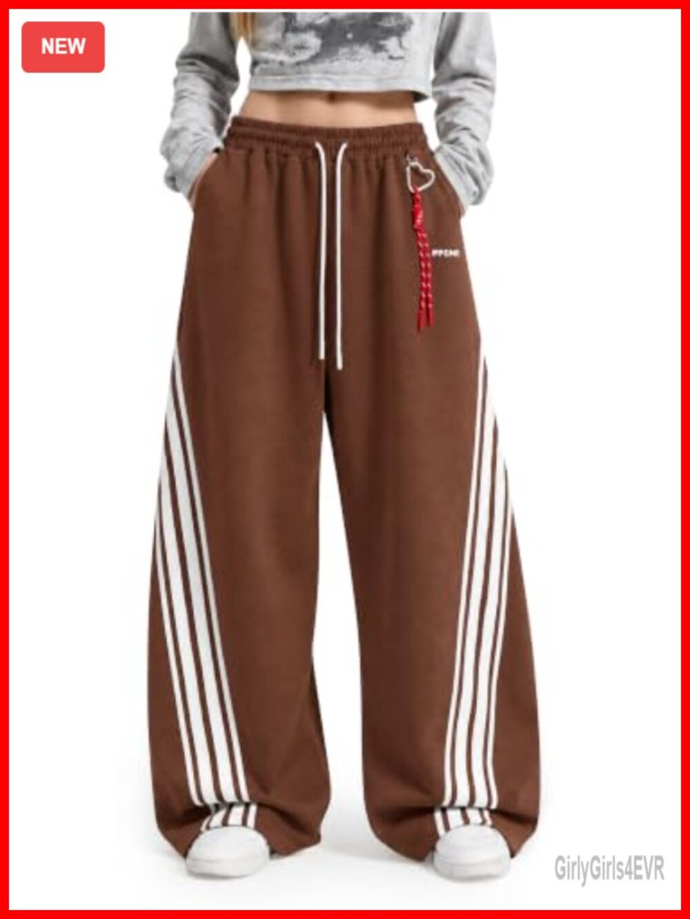 Y2K Baggy Barrel Sweatpants Women Striped Wide Leg Adjustable Cuff Cotton Blend